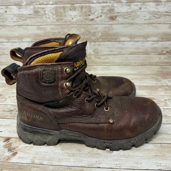 Carolina Brown Leather Oil Resistant Lace Up Steel Toe Work Boots Men's Size 9D - Picture 1 of 8